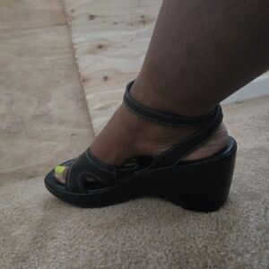 Black Slingback Leather Sandals 9.5M
